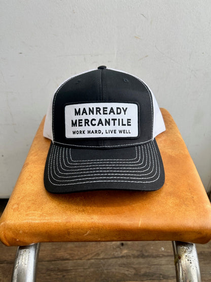 112 Richardson Hat | Work Hard Live Well | White + Black | Manready Mercantile